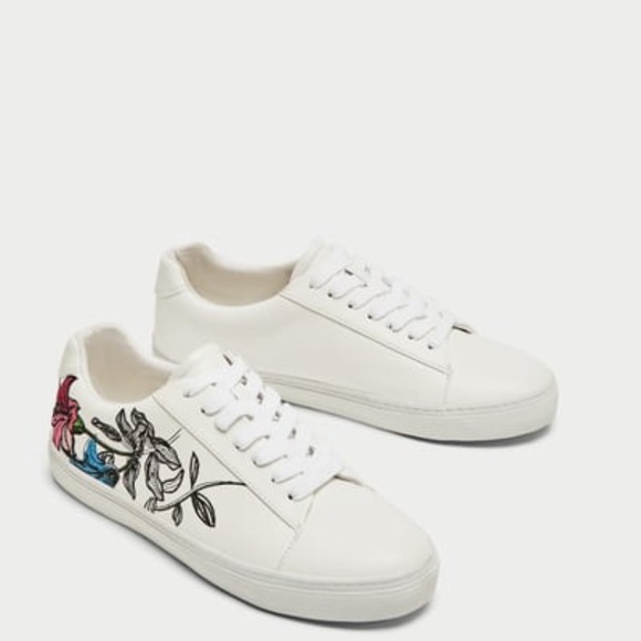 white sneakers with embroidery